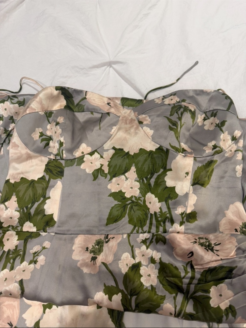 Reformation Marguerite Silk Maxi Dress in Sage Green and Cream Floral - Picture 7 of 8